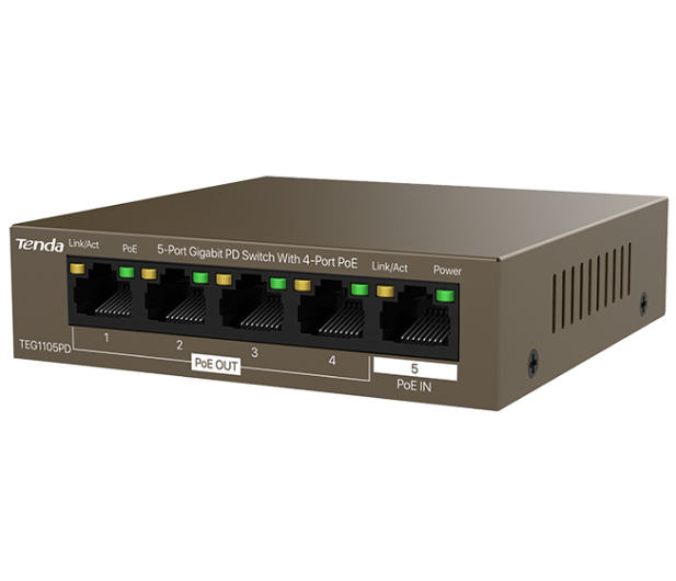 Tenda TEG1105PD 4-porty PoE Gigabit Ethernet PD-30W - 1375632 - zdjęcie 3